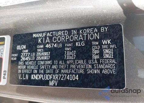 2024 Kia Sportage Lx from USA, damaged, VIN KNDPU3DFXR7274104